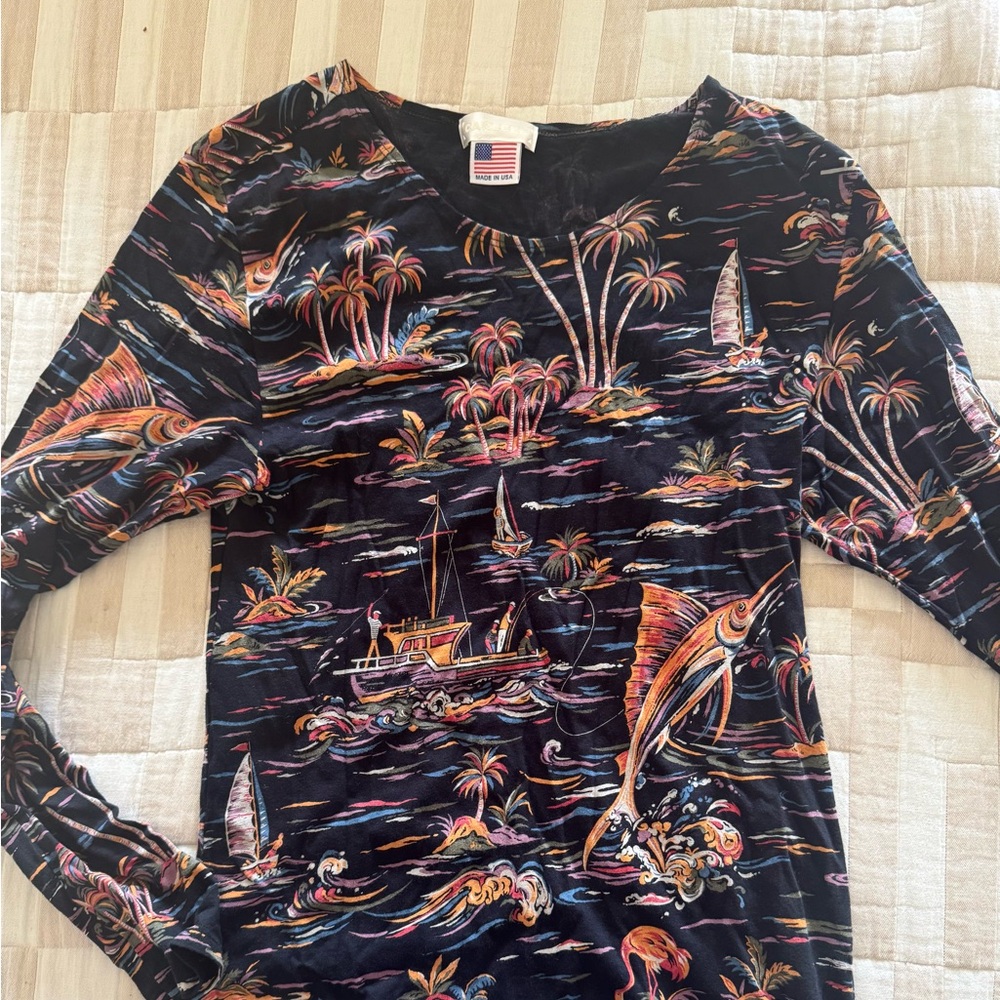 Rare- Carleen long sleeve tiki vintage print shirt